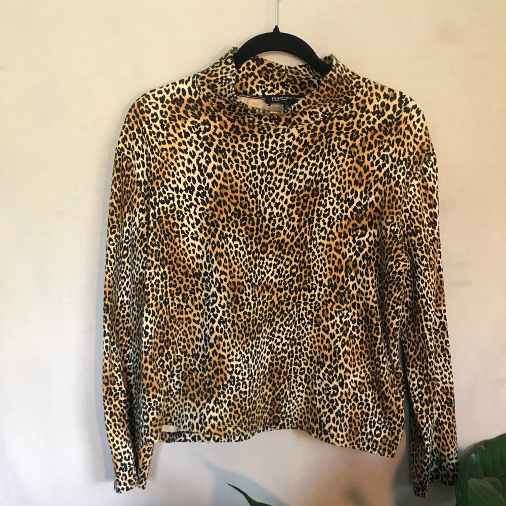 Jones New York Animal Print Cotton Top X-Large